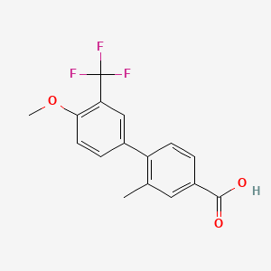 molecular formula C16H13F3O3 B571846 4-(4-Methoxy-3-trifluoromethylphenyl)-3-methylbenzoic acid CAS No. 1262006-62-1
