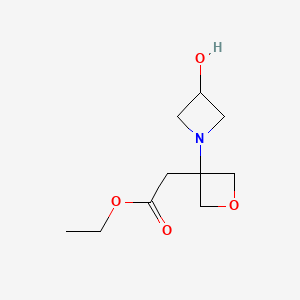 molecular formula C10H17NO4 B571862 Ethyl 2-(3-(3-hydroxyazetidin-1-yl)oxetan-3-yl)acetate CAS No. 1207175-27-6