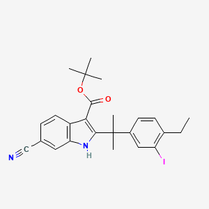 molecular formula C25H27IN2O2 B571875 tert-Butyl 6-cyano-2-(2-(4-ethyl-3-iodophenyl)propan-2-yl)-1H-indole-3-carboxylate CAS No. 1256584-75-4