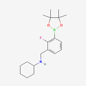 molecular formula C19H29BFNO2 B571884 N-(2-Fluoro-3-(4,4,5,5-tetramethyl-1,3,2-dioxaborolan-2-yl)benzyl)cyclohexanamine CAS No. 1256360-45-8