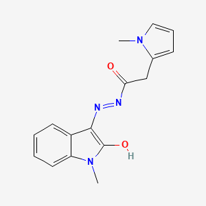 molecular formula C16H16N4O2 B5719289 N'-[(3E)-1-methyl-2-oxo-1,2-dihydro-3H-indol-3-ylidene]-2-(1-methyl-1H-pyrrol-2-yl)acetohydrazide 