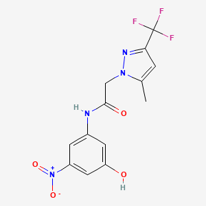 molecular formula C13H11F3N4O4 B5719323 N-(3-hydroxy-5-nitrophenyl)-2-[5-methyl-3-(trifluoromethyl)pyrazol-1-yl]acetamide 