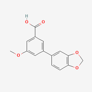 molecular formula C15H12O5 B571961 5-Methoxy-3-(3,4-methylenedioxyphenyl)benzoic acid CAS No. 1261960-47-7