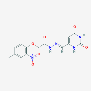 molecular formula C14H13N5O6 B5719788 N'-[(E)-(2,6-DIOXO-1,2,3,6-TETRAHYDRO-4-PYRIMIDINYL)METHYLIDENE]-2-(4-METHYL-2-NITROPHENOXY)ACETOHYDRAZIDE 