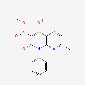 molecular formula C18H16N2O4 B571991 Ethyl 4-hydroxy-7-methyl-2-oxo-1-phenyl-1,2-dihydro-1,8-naphthyridine-3-carboxylate CAS No. 1253791-02-4