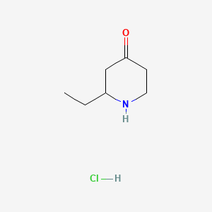 molecular formula C7H14ClNO B572009 2-Ethylpiperidin-4-one hydrochloride CAS No. 1245643-87-1