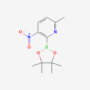 molecular formula C12H17BN2O4 B572020 6-Methyl-3-nitro-2-(4,4,5,5-tetramethyl-1,3,2-dioxaborolan-2-yl)pyridine CAS No. 1310384-91-8