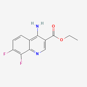 molecular formula C12H10F2N2O2 B572022 Ethyl 4-amino-7,8-difluoroquinoline-3-carboxylate CAS No. 1242260-29-2