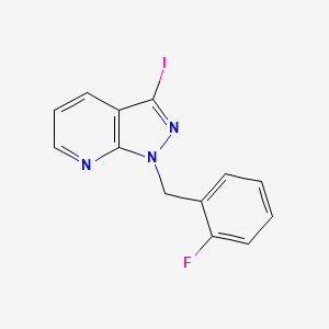 molecular formula C13H9FIN3 B572033 1-(2-Fluorobenzyl)-3-iodo-1H-pyrazolo[3,4-B]pyridine CAS No. 1313738-72-5