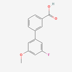 molecular formula C14H11FO3 B572035 3'-Fluoro-5'-methoxy-[1,1'-biphenyl]-3-carboxylic acid CAS No. 1215205-10-9