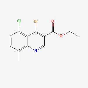 molecular formula C13H11BrClNO2 B572050 Ethyl 4-bromo-5-chloro-8-methylquinoline-3-carboxylate CAS No. 1242260-75-8