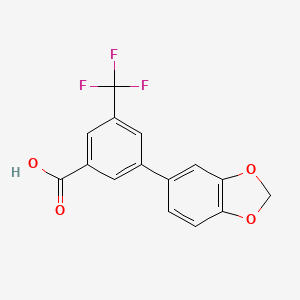 molecular formula C15H9F3O4 B572051 3-(Benzo[d][1,3]dioxol-5-yl)-5-(trifluoromethyl)benzoic acid CAS No. 1261931-67-2