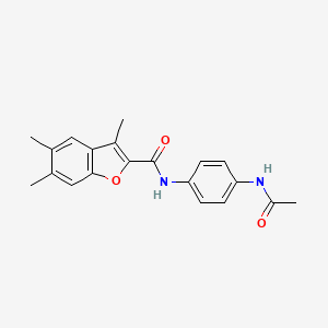 molecular formula C20H20N2O3 B5720605 N-(4-acetamidophenyl)-3,5,6-trimethyl-1-benzofuran-2-carboxamide 