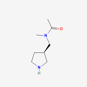 molecular formula C8H16N2O B572061 Acetamide, N-methyl-N-[(3R)-3-pyrrolidinylmethyl]- CAS No. 1257315-98-2