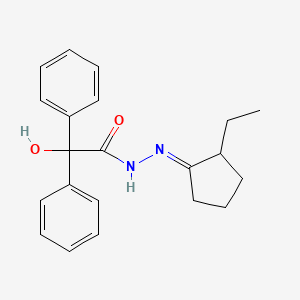 molecular formula C21H24N2O2 B5720731 N-[(E)-(2-ethylcyclopentylidene)amino]-2-hydroxy-2,2-diphenylacetamide 