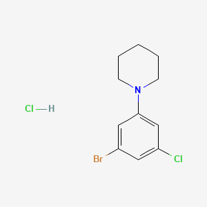 molecular formula C11H14BrCl2N B572074 1-Bromo-3-chloro-5-piperidinobenzene HCl CAS No. 1334500-00-3