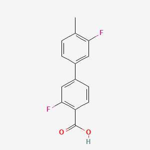 molecular formula C14H10F2O2 B572100 2-Fluoro-4-(3-fluoro-4-methylphenyl)benzoic acid CAS No. 1261961-48-1