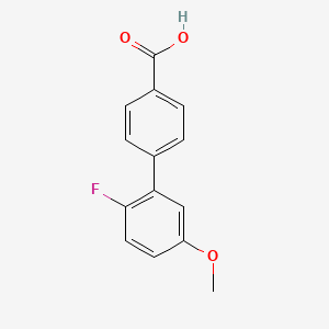 molecular formula C14H11FO3 B572112 4-(2-Fluoro-5-methoxyphenyl)benzoic acid CAS No. 1261896-38-1