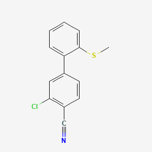 molecular formula C14H10ClNS B572114 2-氯-4-[2-(甲硫基)苯基]苯甲腈 CAS No. 1237083-91-8