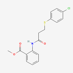 molecular formula C17H16ClNO3S B5721175 methyl 2-({3-[(4-chlorophenyl)thio]propanoyl}amino)benzoate 