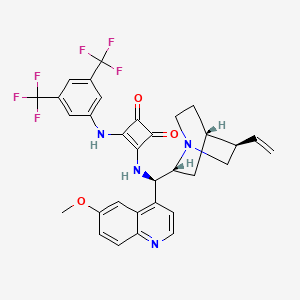 molecular formula C32H28F6N4O3 B572121 3-[[3,5-Bis(trifluoromethyl)phenyl]amino]-4-[[(9r)-6'-methoxycinchonan-9-yl]amino]-3-cyclobutene-1,2-dione CAS No. 1256245-79-0
