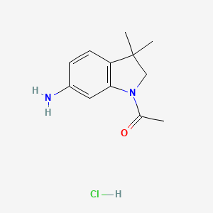 molecular formula C12H17ClN2O B572122 1-(6-Amino-3,3-dimethylindolin-1-yl)ethanone hydrochloride CAS No. 1226815-20-8