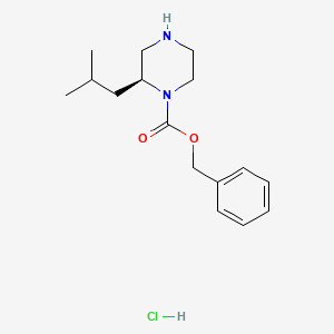 molecular formula C16H25ClN2O2 B572130 (S)-Benzyl 2-isobutylpiperazine-1-carboxylate hydrochloride CAS No. 1217679-12-3
