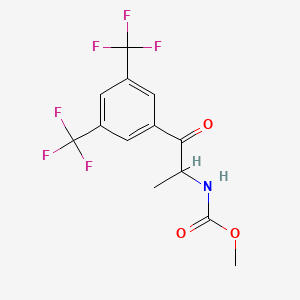 molecular formula C13H11F6NO3 B572156 methyl N-{1-[3,5-bis(trifluoromethyl)phenyl]-1-oxopropan-2-yl}carbamate CAS No. 1363382-18-6