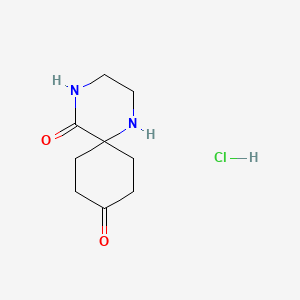 molecular formula C9H15ClN2O2 B572162 1,4-Diazaspiro[5.5]undecane-5,9-dione hydrochloride CAS No. 1263475-13-3