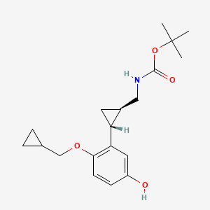 molecular formula C19H27NO4 B572182 tert-butyl (((1R,2R)-2-(2-(cyclopropylmethoxy)-5-hydroxyphenyl)cyclopropyl)methyl)carbamat CAS No. 1322700-01-5