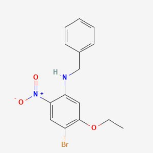 molecular formula C15H15BrN2O3 B572190 N-Benzyl-4-bromo-5-ethoxy-2-nitroaniline CAS No. 1345471-72-8