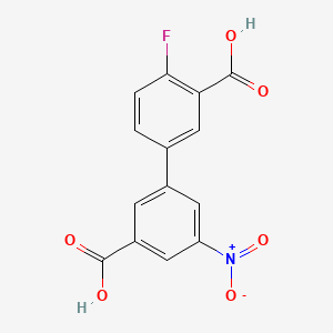 molecular formula C14H8FNO6 B572200 4-Fluoro-5'-nitrobiphenyl-3,3'-dicarboxylic acid CAS No. 1373232-53-1