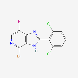 molecular formula C12H5BrCl2FN3 B572216 4-Bromo-2-(2,6-dichlorophenyl)-7-fluoro-1H-imidazo[4,5-c]pyridine CAS No. 1334411-83-4