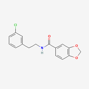 molecular formula C16H14ClNO3 B5722292 N-[2-(3-CHLOROPHENYL)ETHYL]-2H-13-BENZODIOXOLE-5-CARBOXAMIDE 