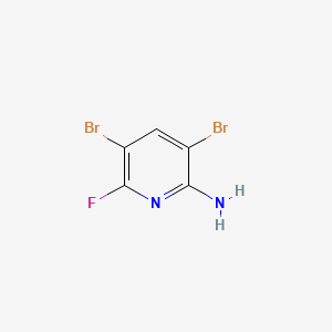 molecular formula C5H3Br2FN2 B572243 3,5-Dibromo-6-fluoropyridin-2-amine CAS No. 1259477-39-8