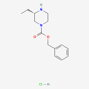 molecular formula C14H21ClN2O2 B572250 (S)-Benzyl 3-ethylpiperazine-1-carboxylate hydrochloride CAS No. 1217764-12-9