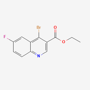 molecular formula C12H9BrFNO2 B572265 4-Bromo-6-fluoroquinoline-3-carboxylic acid ethyl ester CAS No. 1242260-48-5