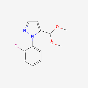 molecular formula C12H13FN2O2 B572288 5-(dimethoxymethyl)-1-(2-fluorophenyl)-1H-pyrazole CAS No. 1269292-46-7