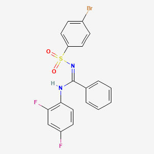 molecular formula C19H13BrF2N2O2S B5723090 N'-(4-bromophenyl)sulfonyl-N-(2,4-difluorophenyl)benzenecarboximidamide 