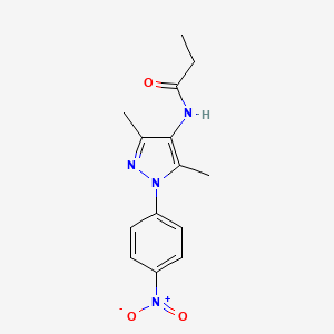 molecular formula C14H16N4O3 B5723111 N-[3,5-dimethyl-1-(4-nitrophenyl)pyrazol-4-yl]propanamide 