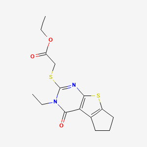 molecular formula C15H18N2O3S2 B5723371 ETHYL 2-[(3-ETHYL-4-OXO-3,5,6,7-TETRAHYDRO-4H-CYCLOPENTA[4,5]THIENO[2,3-D]PYRIMIDIN-2-YL)SULFANYL]ACETATE 