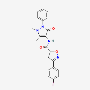 molecular formula C21H19FN4O3 B5723653 N-(1,5-dimethyl-3-oxo-2-phenyl-2,3-dihydro-1H-pyrazol-4-yl)-3-(4-fluorophenyl)-4,5-dihydro-1,2-oxazole-5-carboxamide 
