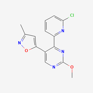 molecular formula C14H11ClN4O2 B572377 5-(4-(6-Chloropyridin-2-yl)-2-methoxypyrimidin-5-yl)-3-methylisoxazole CAS No. 1260656-68-5