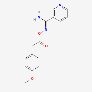 molecular formula C15H15N3O3 B5723806 N'-{[2-(4-methoxyphenyl)acetyl]oxy}-3-pyridinecarboximidamide 