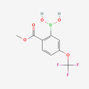 molecular formula C9H8BF3O5 B572392 2-(METHOXYCARBONYL)-5-(TRIFLUOROMETHOXY)PHENYLBORONIC ACID CAS No. 1217500-75-8