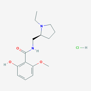 molecular formula C15H23ClN2O3 B057244 N-[[(2S)-1-Ethylpyrrolidin-2-yl]methyl]-2-hydroxy-6-methoxybenzamide;hydrochloride CAS No. 132448-73-8
