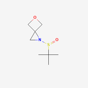 molecular formula C8H15NO2S B572450 1-tert-Butylsulfinyl-5-oxa-1-azaspiro[2.3]hexane CAS No. 1211284-25-1