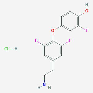 molecular formula C14H13ClI3NO2 B057246 4-[4-(2-Aminoethyl)-2,6-diiodophenoxy]-2-iodophenol;hydrochloride CAS No. 788824-70-4