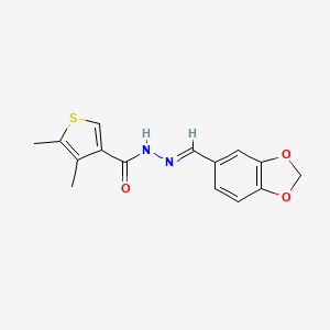 molecular formula C15H14N2O3S B5724601 N'-(1,3-benzodioxol-5-ylmethylene)-4,5-dimethyl-3-thiophenecarbohydrazide 