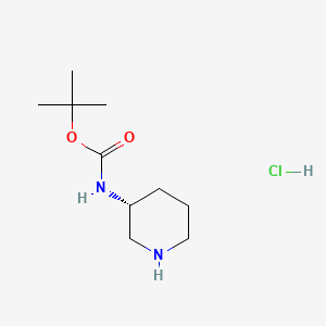 molecular formula C10H21ClN2O2 B572463 (R)-tert-Butyl piperidin-3-ylcarbamate hydrochloride CAS No. 1217656-59-1